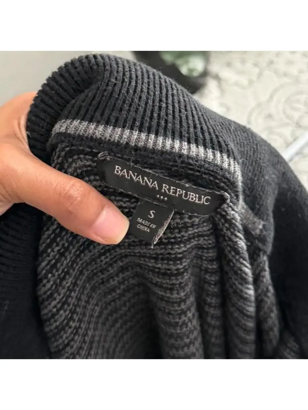 Banana Republic striped quarter zip sweater